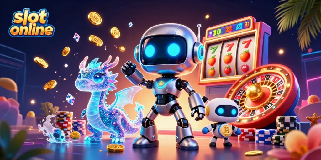 Experience exciting slot online action with vibrant characters and dynamic game elements in a thrilling 3D illustration.