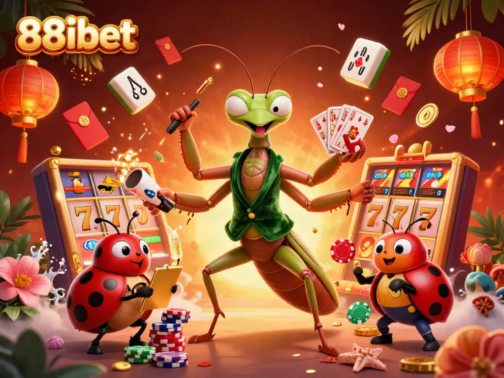 Experience the thrilling excitement of 88ibet with a vibrant online casino scene featuring dynamic elements and colorful characters.
