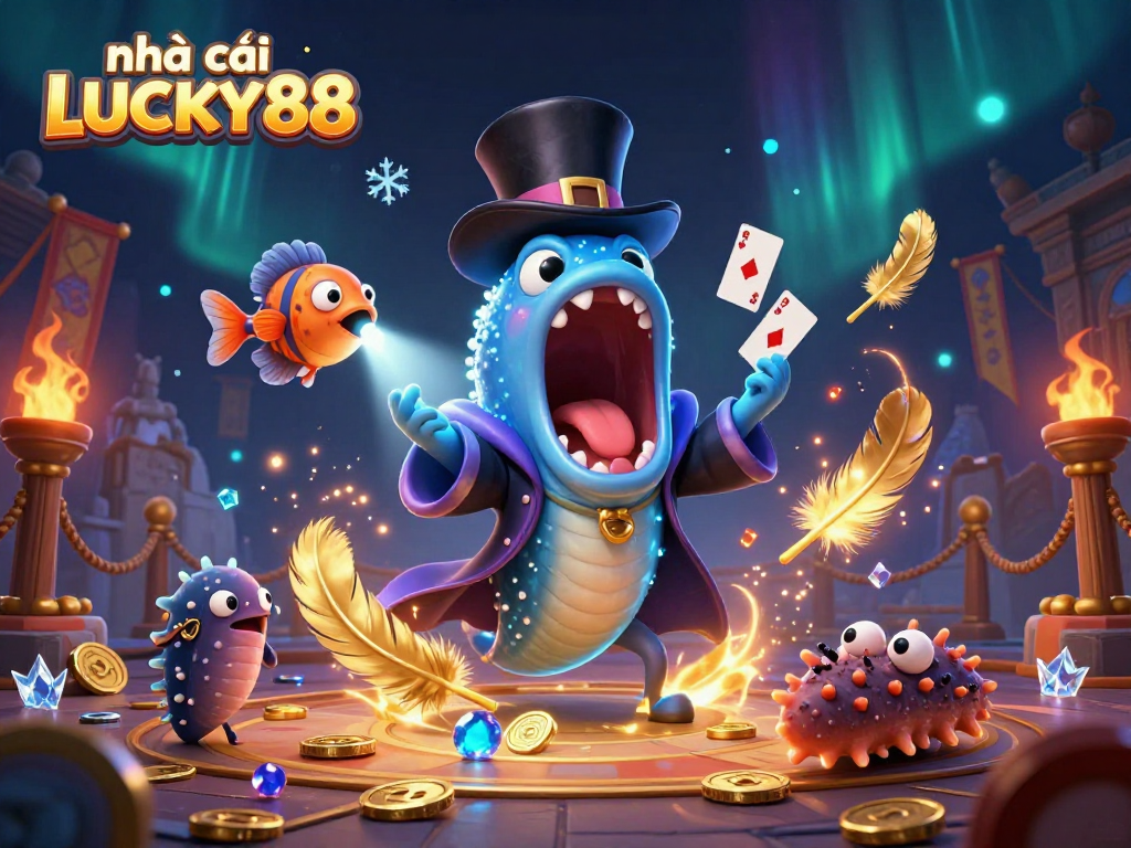 Join the fun at nhà cái LUCKY88, where a magical underwater scene showcases thrilling card tricks.