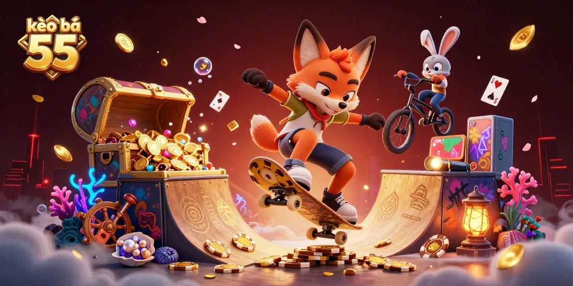 Experience exciting bets at kèo nhà cái 55 with dynamic 3D casino elements and vibrant characters.